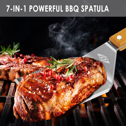 STEVEN-BULL S Grillbesteck-Set 3-teilig, Edelstahl mit Holzgriffen