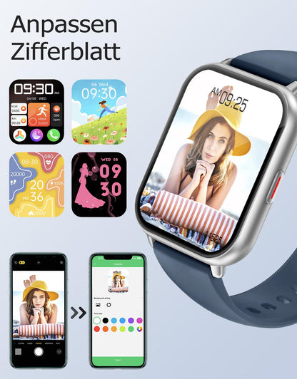 RUIMEN H1 Smartwatch mit Telefonfunktion, 1,85-Zoll-HD-Display