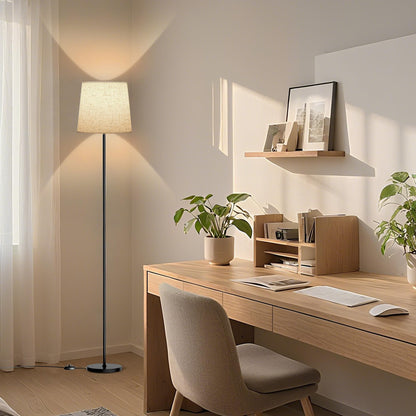 SIBRILLE LED-Stehlampe mit Fernbedienung und Leinen-Lampenschirm