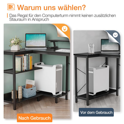 ODK Gaming Tisch L-Form Eckschreibtisch - Schwarz 120x80cm