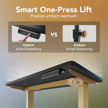 HUANUO Elektrischer Stehschreibtisch 80x48cm – Schwarz/Gold