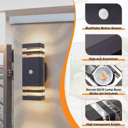 CELAVY LED GU10 Up Down Aussenleuchte mit Bewegungsmelder Anthrazit