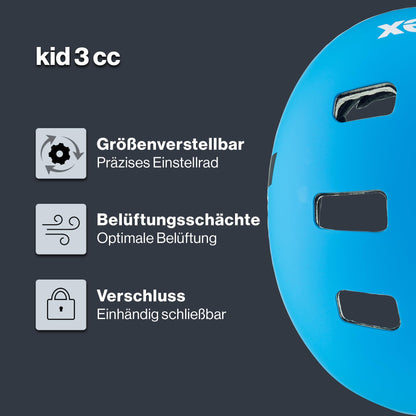 uvex Kid 3 cc Fahrradhelm für Kinder, Blue-White matt, 51–55 cm