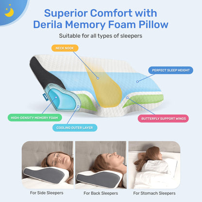 Derila King Nackenkissen Memory Foam 60 x 34 cm –
