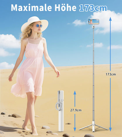 TONEOF CX609 Magnetisches Selfie-Stick-Stativ, 173 cm, Beige-Grau