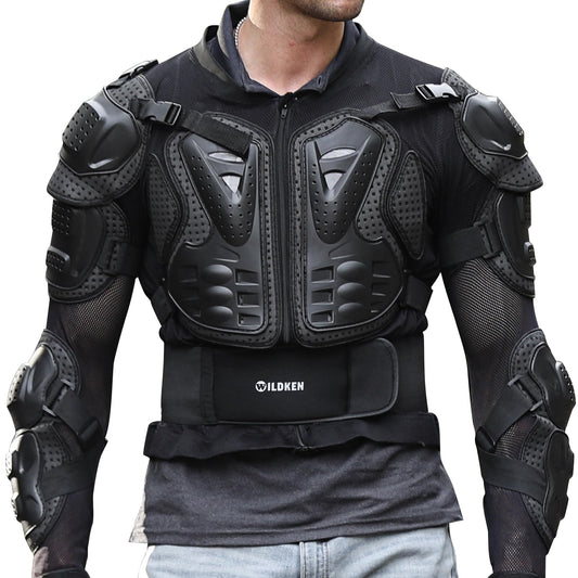 Wildken Motorrad Protektorenjacke Pro Unisex Motocross, schwarze Jacke. Schützt Fahrer beim Motorrad- und Motocrossfahren.