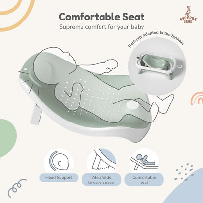 SUPERBE BEBE Babybadewanne faltbar mit Badewannensitz und Thermometer
