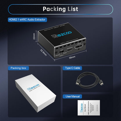 ROFAVEZCO HDMI 2.1 eARC Audio Extractor - 4K 120Hz Dolby Atmos