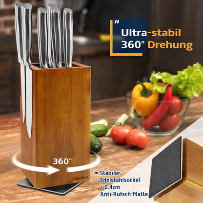 Fimaten Magnetischer Messerblock Akazienholz, 360° drehbar