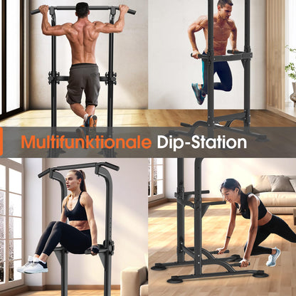 DH FitLife Power Tower Dip Station Klimmzugstange Freistehend