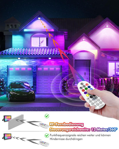 MEIKEE RGB LED Strahler 25W mit Fernbedienung, IP66, 2er-Set