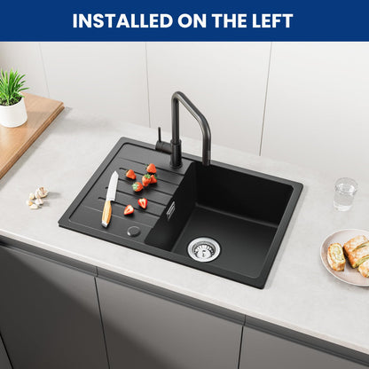 CECIPA Granit Küchenspüle Schwarz – 65x45 cm Einbauspüle