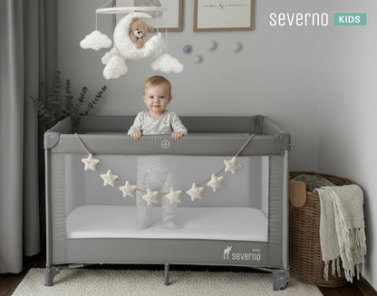 SEVERNO Honey Bunny Baby-Reisebett, faltbar, mit Matratze und Rollen