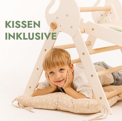 Goodevas 5-in-1 Montessori Klettergerüst Indoor aus Holz mit Rutsche – Kletterdreieck Montessori für Kinder ab 1 Jahr, Indoor Spielplatz Baby Kletterset, Indoor Kletterspielzeug Dreieck