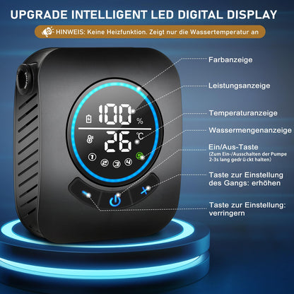 Spopal Campingdusche 8000mAh mit Pumpe und Temperaturanzeige