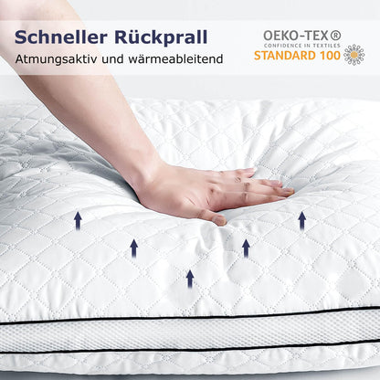 Slybear Kopfkissen 80x80 cm 2er Set, orthopädisches Seitenschläferkissen mit Premium Füllung, Atmungsaktives Nackenkissen, Schlaf-,Sitz-,Bett-,Sofa-Kissen für Allergiker weich und stützend waschbar