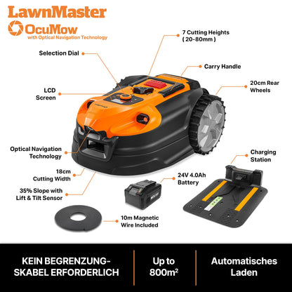 LawnMaster VBRM18AMID4R Mähroboter - kabellos 800m²