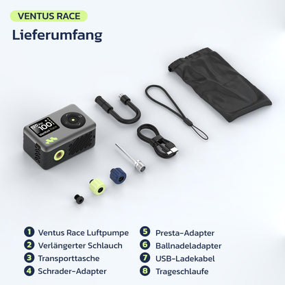 Woowind Ventus Race Elektrische Fahrradpumpe Mini Kompressor 120 PSI