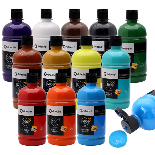 Artecho Acrylfarben Set Professional 12 x 500 ml, wasserfest