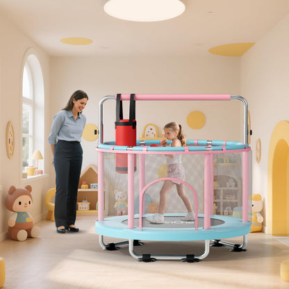 FitinOne Kindertrampolin 140cm mit Schaukel & Turnstange