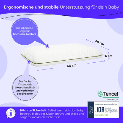 Wolkenfeld Kinderkissen 60x40x6 cm, Memory Foam, ab 2 Jahren