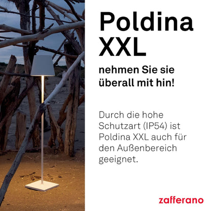 Zafferano Poldina XXL Akku-Stehleuchte, Weiss, höhenverstellbar