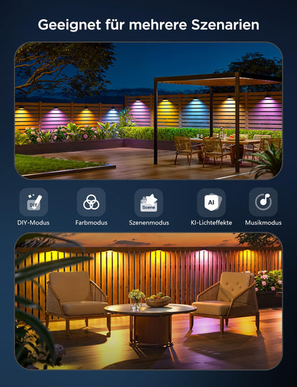Govee Outdoor Zaunleuchte RGBWIC IP65 Matter - 6er Set