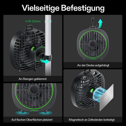 VIVOSUN AeroWave D4 Clip Ventilator 10 cm, 3 Stufen, schwarz, 2er-Pack