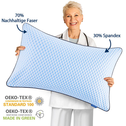 WVIOWVI Memory Foam Kissen 40x80 cm, Kühlendes Kopfkissen Blau-Grau