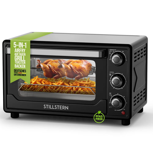 Stillstern CYCLONE PRO+ Minibackofen 25L Umluft Airfryer: 25L Umluftofen zum Garen und Heißluftfrittieren von Speisen.