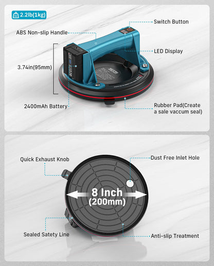 Seesii S20 PRO Akku-Saugheber für Fliesen, 2er-Set, 200 mm, 270 kg