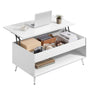 VASAGLE Couchtisch LCT267WE01, höhenverstellbarer Kaffeetisch, weiss, mit anhebbarer Tischplatte und offenem Fach