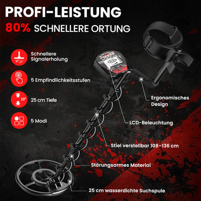 DR.ÖTEK Metalldetektor Profi Set – Wasserdicht mit Schaufel