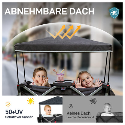 EVER ADVANCED Bollerwagen faltbar für 2 Kinder mit Dach