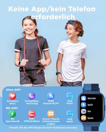 BIGGERFIVE BRAVE 2 Kinder-Smartwatch, 1,8-Zoll-Touchscreen, IP68