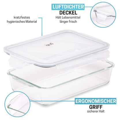 Igluu Meal Prep Auflaufform aus Borosilikatglas mit Deckel, 2,2 Liter