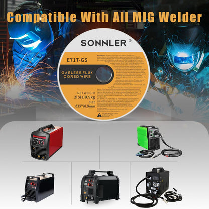 SONNLER Fülldraht MIG MAG Schweissdraht 0,9 mm ohne Gas, 3 x 1 kg