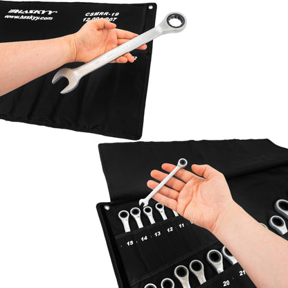 HASKYY Ringratschenschlüssel Satz 22-teilig, 6-32 mm, 72 Zähne