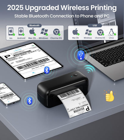 Phomemo Bluetooth Etikettendrucker 4x6 Versandetiketten – Schwarz