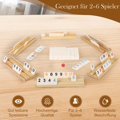 SOOPOTAY Rummy Cup Spiel mit 160 Melamin-Steinen und 6 Holzablagen