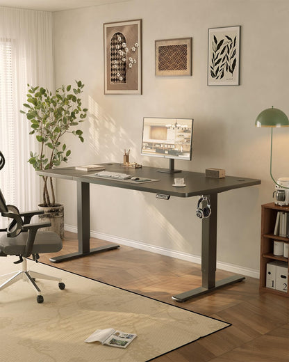 JUMMICO Elektrischer Steh-Sitz-Tisch 140x60 cm Schwarz USB