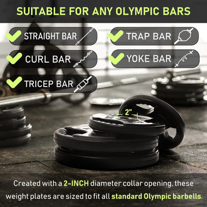 PhysKcal Olympische Hantelscheiben 2 x 10 kg, Gummi, Tri-Grip, 50 mm