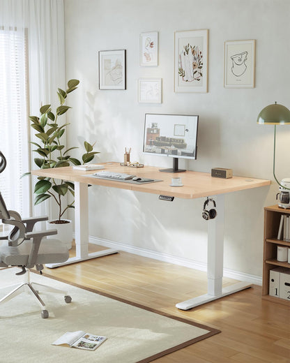 JUMMICO Höhenverstellbarer Schreibtisch Elektrisch – 160x70cm, USB, Beige