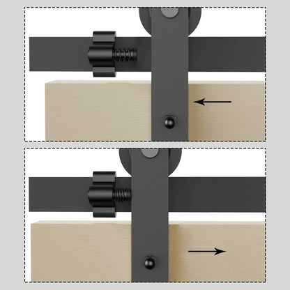 TSMST Schiebetürsystem Schienen-Set 243cm J-Form Holztür Schwarz