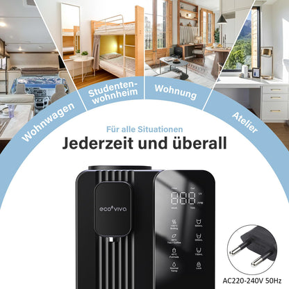 Ecoviva UV Auftisch Umkehrosmose Wasserfilter Heisswasserspender - Schwarz