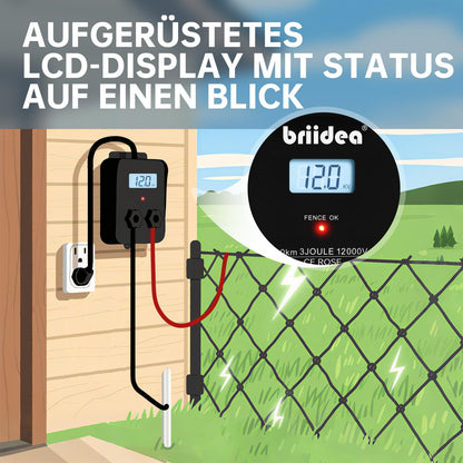 Briidea 12000V 3J Weidezaungerät – 230V LCD-Anzeige