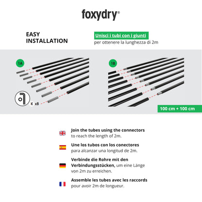 Foxydry Duo Wäscheständer für Balkongeländer, klappbar, 202 cm