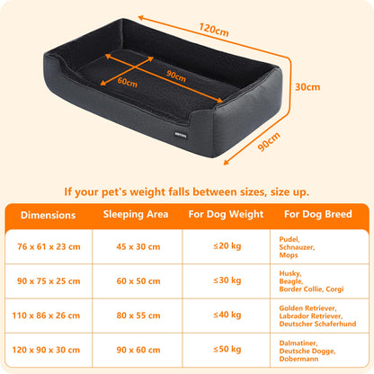 HMTOPE Hundebett & Hundesofa, waschbar, dunkelgrau 120x90cm