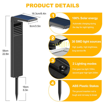 Boadw LED Solarleuchte für Aussen, 2 Helligkeitsmodi, IP64, 4 Stück