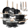 JUST PERFECTO Induktions Kochgeschirr Set - 21-teilig Schwarz: Schwarzes Topf- und Pfannenset. Zum Kochen und Braten auf Induktionsherden.